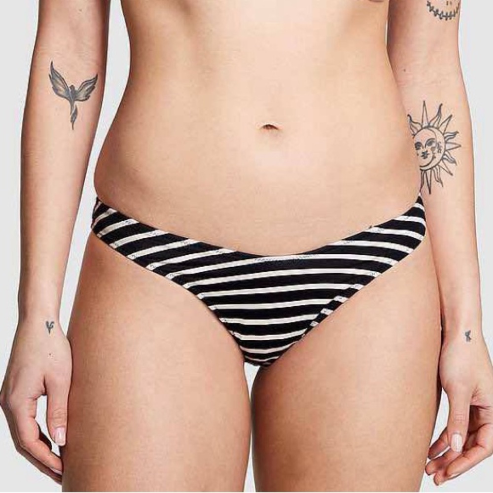 ISO PINK Victoria's Secret Black and White Striped Bikini